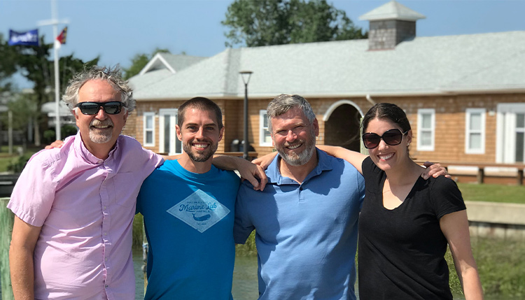 Faculty Members who designed the Scholars in Marine Medicine program at the Duke Marine Lab, L to R: Meagan Dunphy-Daly, Andy Read, Jason Somarelli, and Tom Schultz.