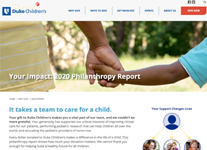 Duke Children's Impact Report website screenshot