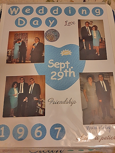 A collage of Mary and Doug Taylor's wedding photos