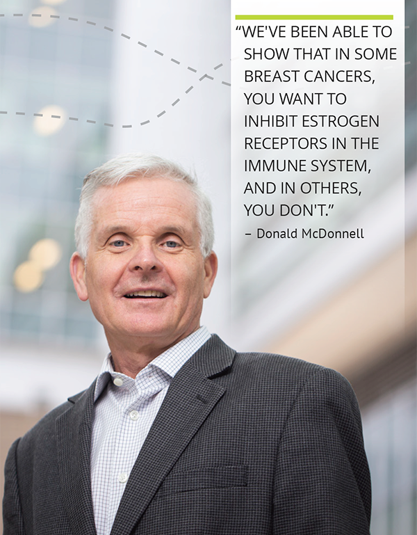 “We've been able to show that in some breast cancers, you want to inhibit estrogen receptors in the immune system, and in others, you don't.” by Dr. McDonnell
