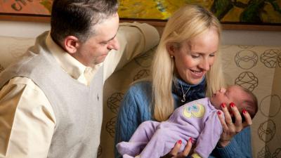 Greg and Sabrina Lewandowski with baby Layla