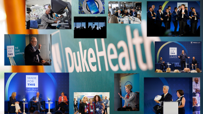 collage of photos from the event with the Duke Health logo in the background