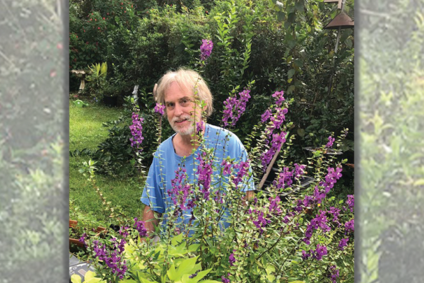 John Armstrong in his garden