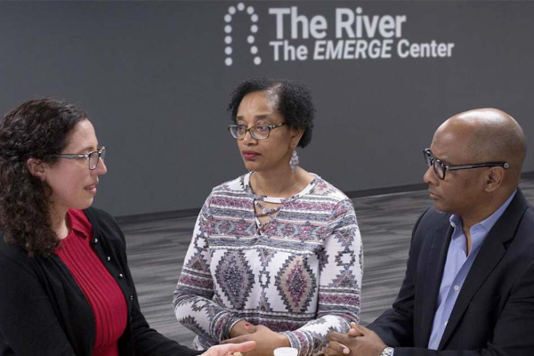 Researcher Meira Eppleiny, Gilda Suiter and Pastor Ronald L. Godbee