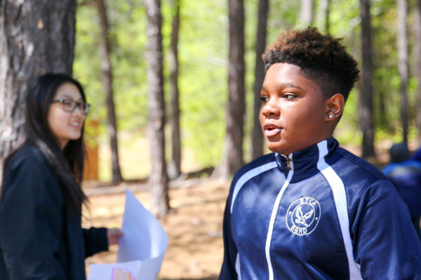 Kameron Horton outside in the woods