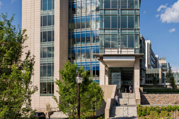front entrance of the Trent Semans Center for Health Education 
