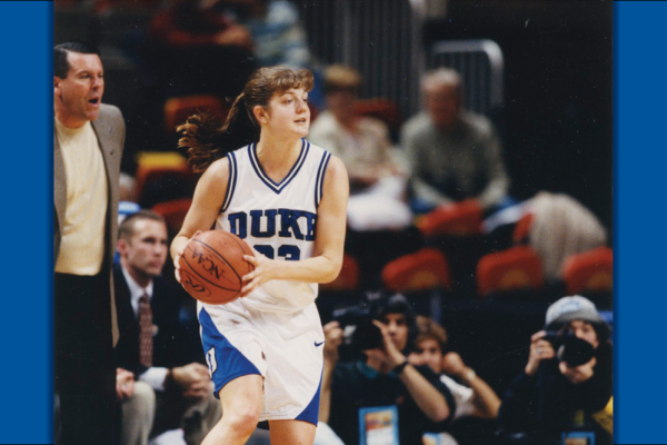 Georgia Beasley playing basketball for Duke. 