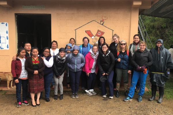 Nursing students in Guatemala with locals at a clinic