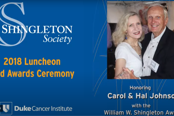 video thumbnail of the ceremony honoring Carol and Hal Johnson