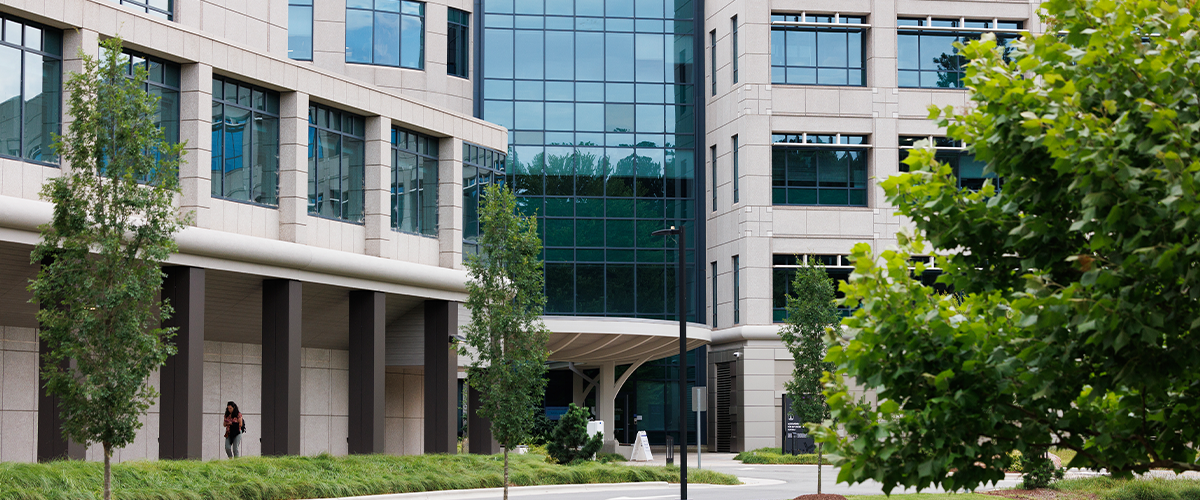 Front entrance of the building on RTP Campus