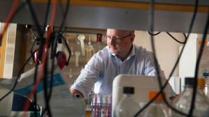 Matthias Gromeier, MD in his lab