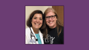 Katie Corun and her oncologist, Annick Desjardins, MD, FRCPE