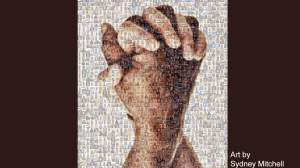 photo collage creating the clasped hands of  black and white people