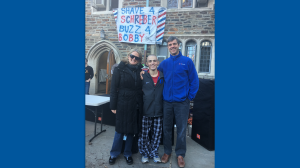 Liz, Bobby, and Peter Menges at Duke Shave and Buzz event