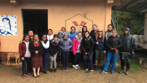 Nursing students in Guatemala with locals at a clinic