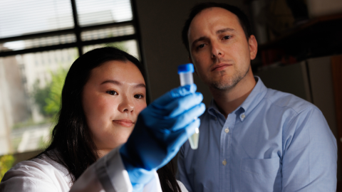 Jeff Russ, MD, PhD, and graduate student in the lab.