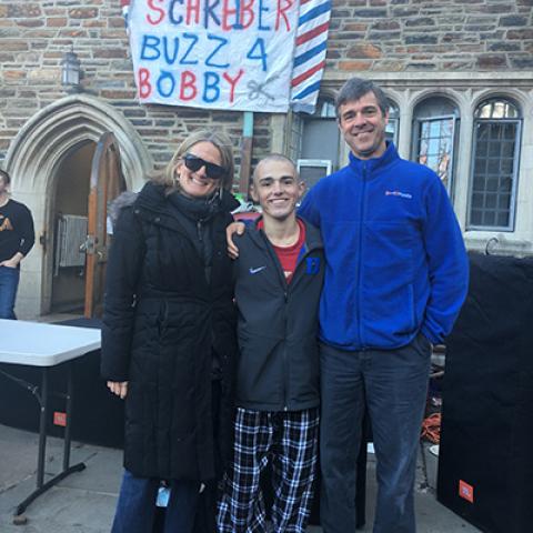 Liz, Bobby, and Peter Menges at Duke Shave and Buzz event
